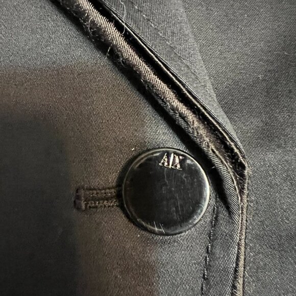 Armani Exchange Navy Satin Trim Blazer Jacket Women's Size L Fitted Single Butto - Picture 8 of 12